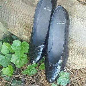 Stuart Weitzman Croc embossed leather pumps